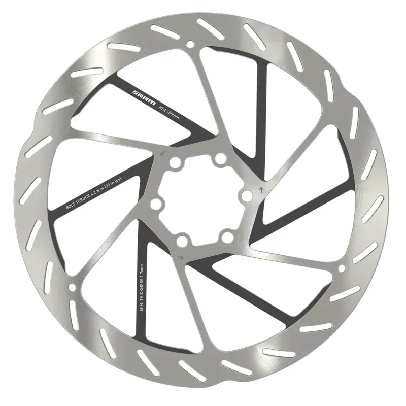 SRAM HS2 Disc Brake Rotor - 160mm 6-Bolt Rounded Silver/ Black 160